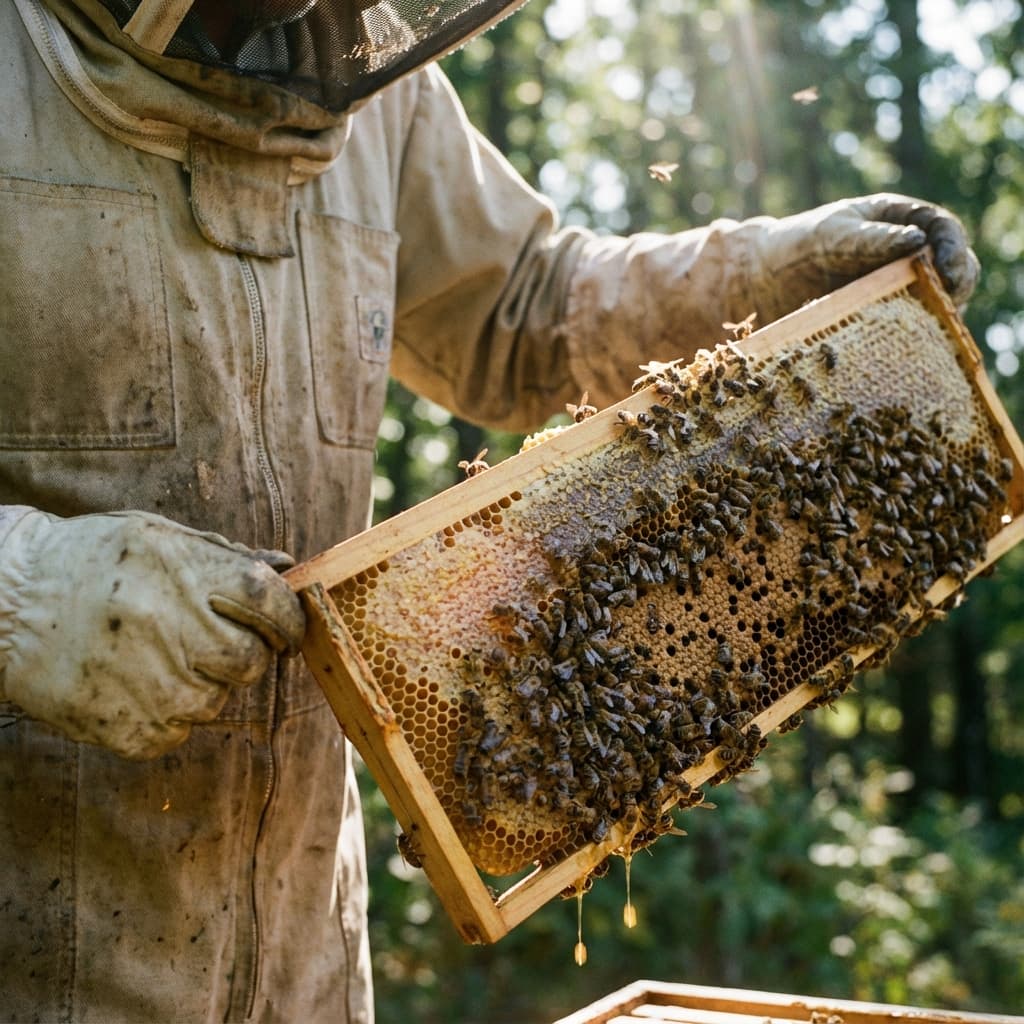 Пчеловод за работой